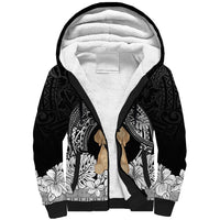 Personalised Dog Sherpa Hoodie Golden Retriever With Polynesian Tapa Arch - Wonder Print Shop