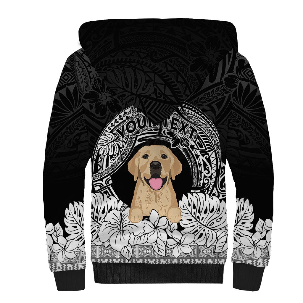 Personalised Dog Sherpa Hoodie Golden Retriever With Polynesian Tapa Arch - Wonder Print Shop