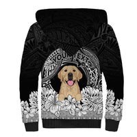 Personalised Dog Sherpa Hoodie Golden Retriever With Polynesian Tapa Arch - Wonder Print Shop