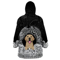 Personalised Dog Wearable Blanket Hoodie Golden Retriever With Polynesian Tapa Arch - Wonder Print Shop
