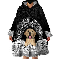 Personalised Dog Wearable Blanket Hoodie Golden Retriever With Polynesian Tapa Arch - Wonder Print Shop