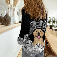 Personalised Dog Women Casual Shirt Golden Retriever With Polynesian Tapa Arch - Wonder Print Shop