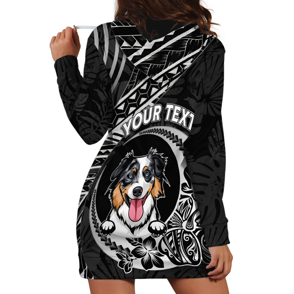 Personalised Polynesian Dog Hoodie Dress With Australian Shepherd - Crescent Style - Wonder Print Shop
