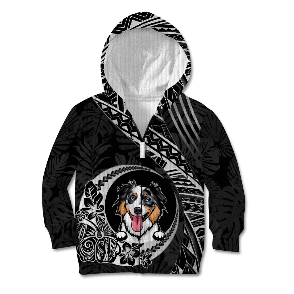Personalised Polynesian Dog Kid Hoodie With Australian Shepherd - Crescent Style - Wonder Print Shop