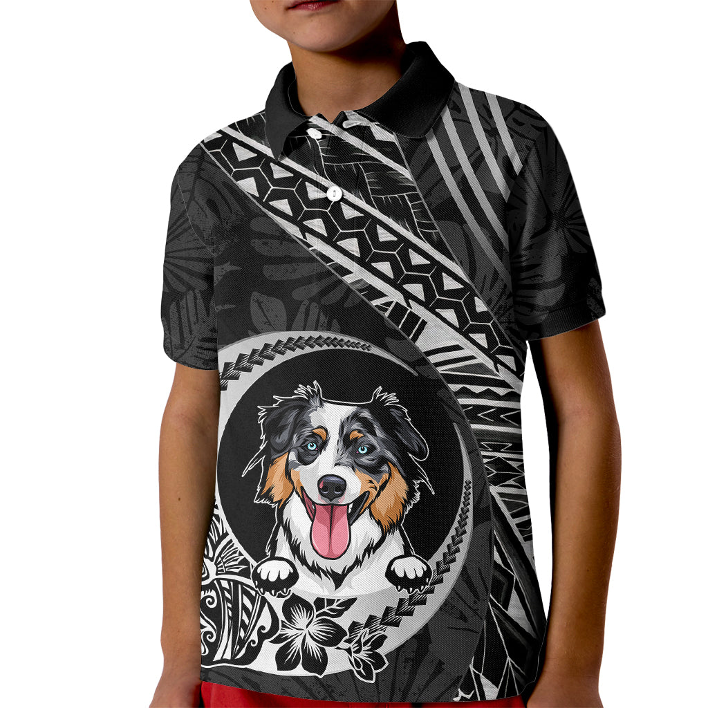 Personalised Polynesian Dog Kid Polo Shirt With Australian Shepherd - Crescent Style - Wonder Print Shop