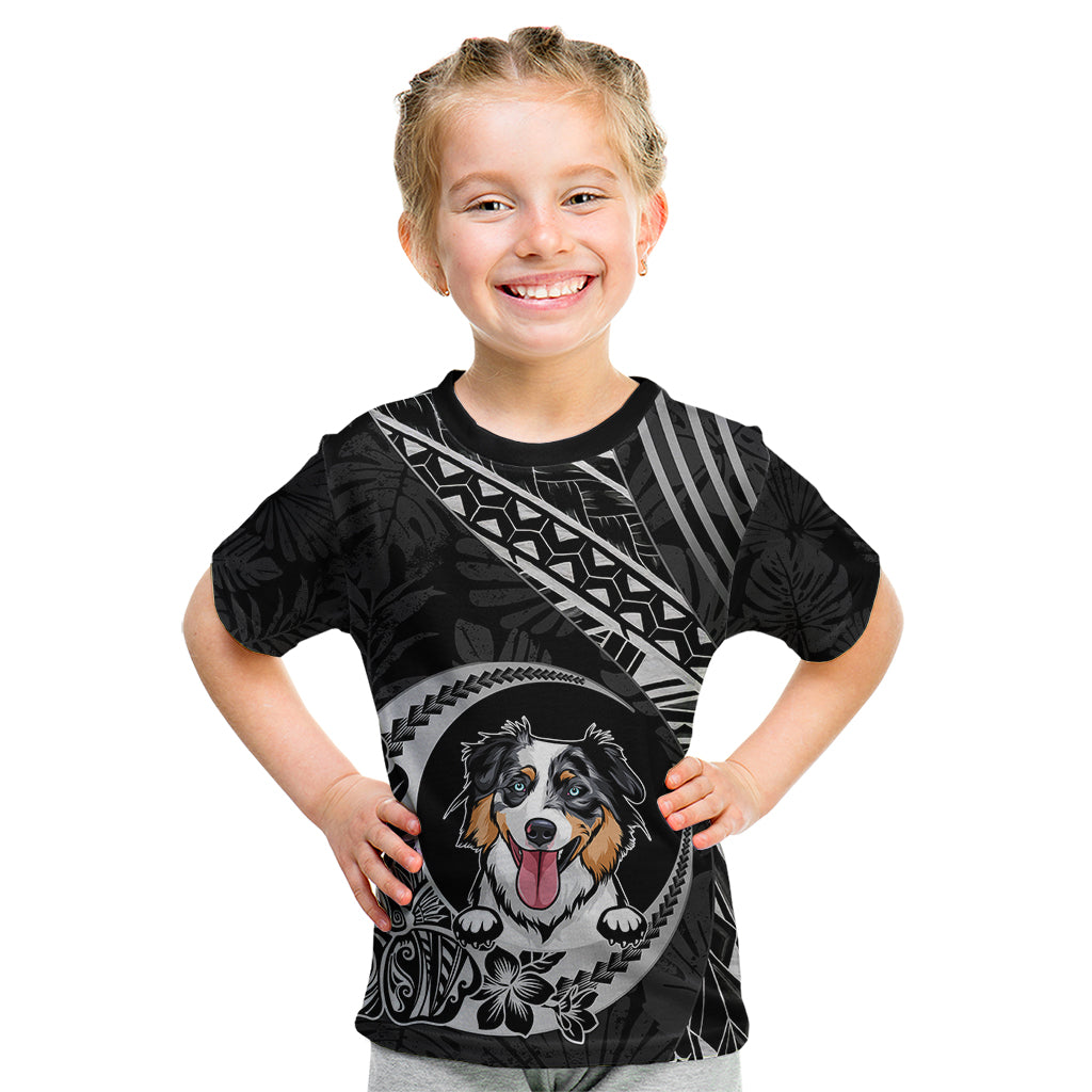 Personalised Polynesian Dog Kid T Shirt With Australian Shepherd - Crescent Style - Wonder Print Shop