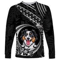 Personalised Polynesian Dog Long Sleeve Shirt With Australian Shepherd - Crescent Style - Wonder Print Shop