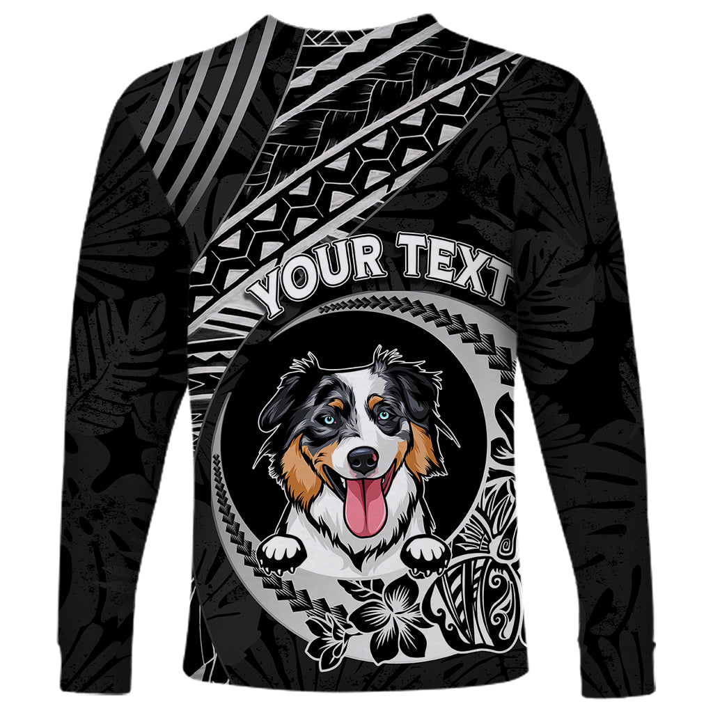 Personalised Polynesian Dog Long Sleeve Shirt With Australian Shepherd - Crescent Style - Wonder Print Shop