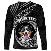 Personalised Polynesian Dog Long Sleeve Shirt With Australian Shepherd - Crescent Style - Wonder Print Shop