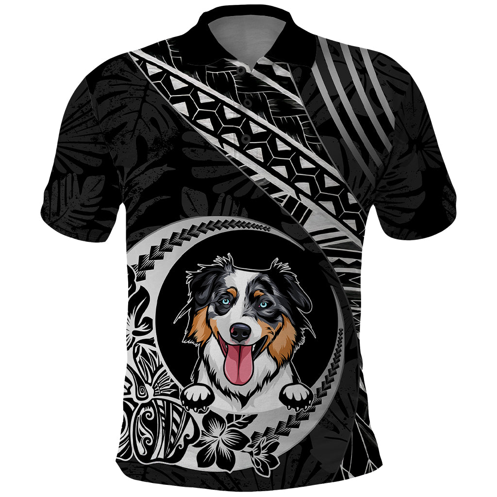 Personalised Polynesian Dog Polo Shirt With Australian Shepherd - Crescent Style - Wonder Print Shop