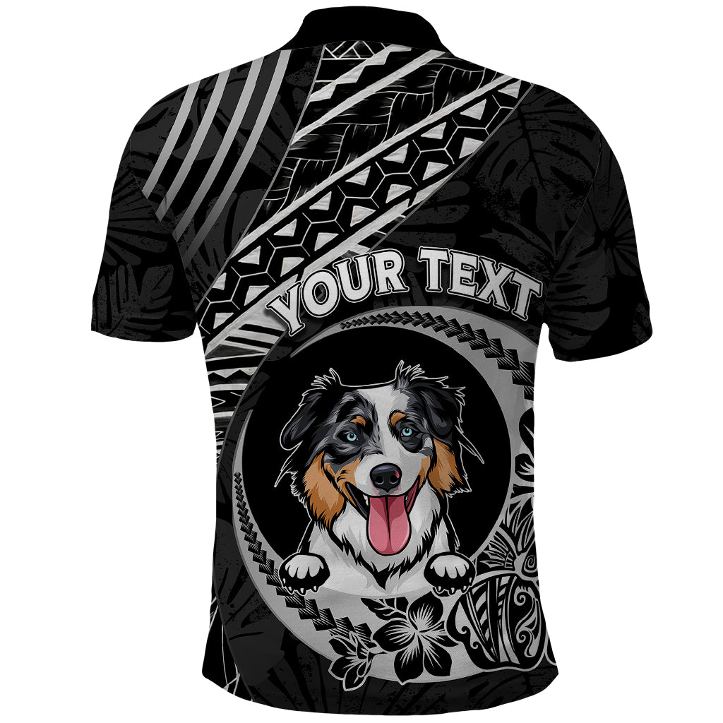Personalised Polynesian Dog Polo Shirt With Australian Shepherd - Crescent Style - Wonder Print Shop