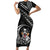 Personalised Polynesian Dog Short Sleeve Bodycon Dress With Australian Shepherd - Crescent Style - Wonder Print Shop