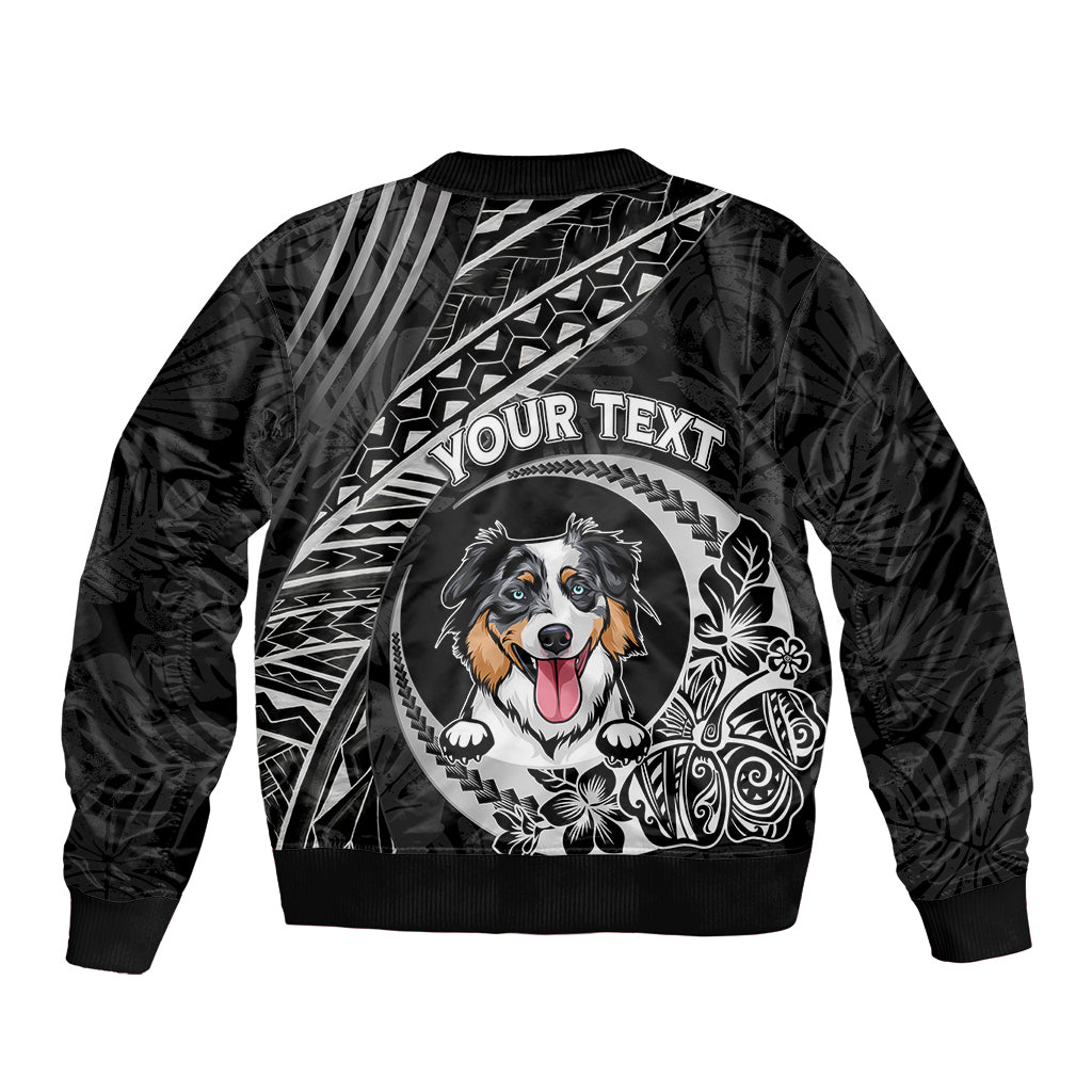 Personalised Polynesian Dog Sleeve Zip Bomber Jacket With Australian Shepherd - Crescent Style - Wonder Print Shop
