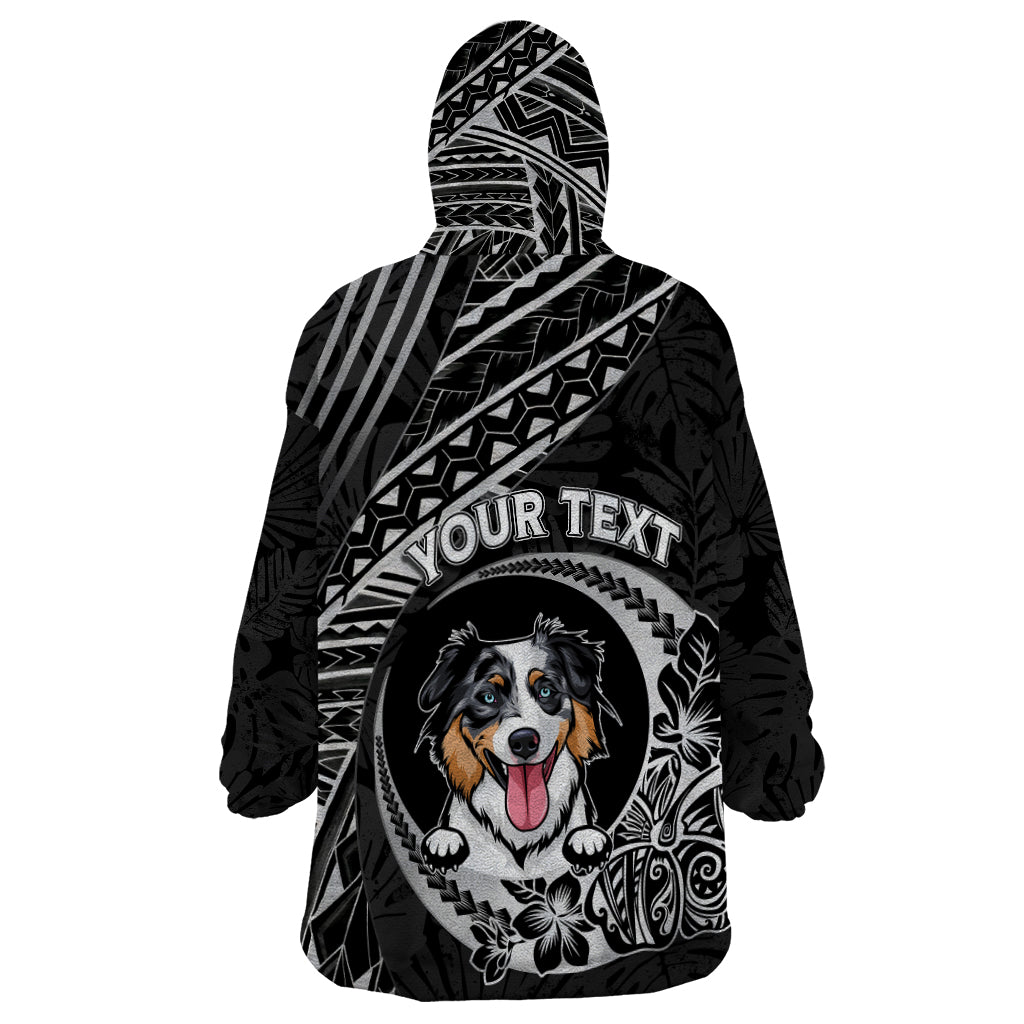 Personalised Polynesian Dog Wearable Blanket Hoodie With Australian Shepherd - Crescent Style - Wonder Print Shop