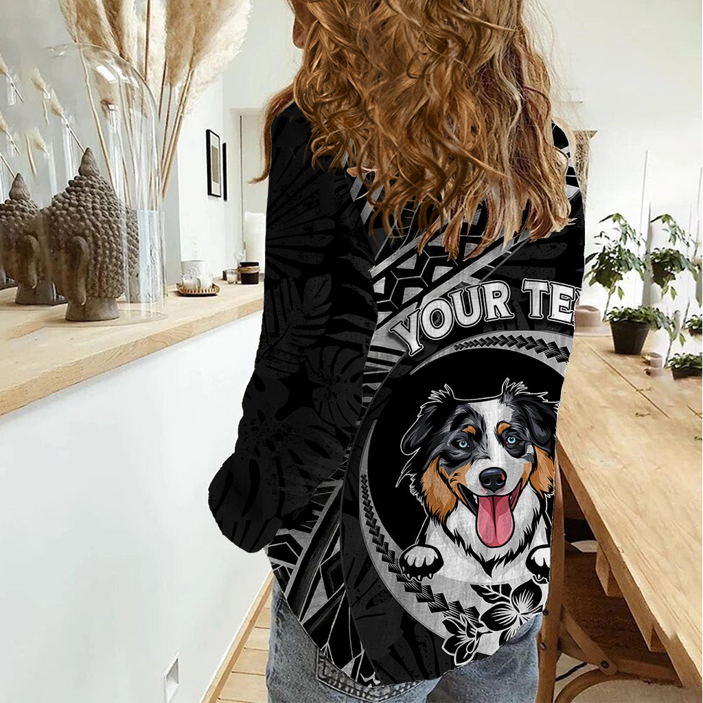Personalised Polynesian Dog Women Casual Shirt With Australian Shepherd - Crescent Style - Wonder Print Shop