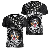 Personalised Polynesian Dog Women V Neck T Shirt With Australian Shepherd - Crescent Style - Wonder Print Shop