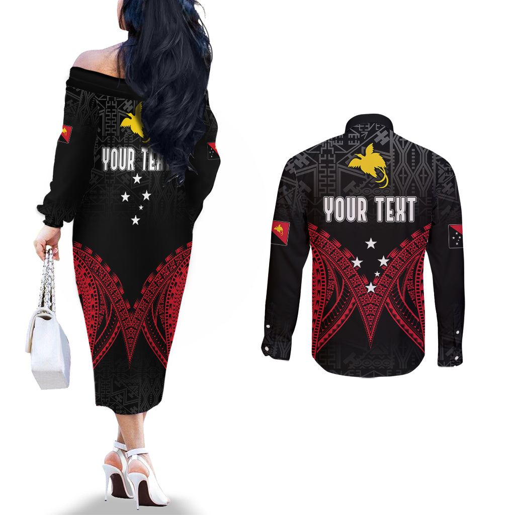 personalised-png-couples-matching-off-the-shoulder-long-sleeve-dress-and-long-sleeve-button-shirts-papua-motuan-mirror-style