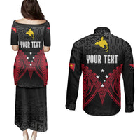Personalised PNG Couples Matching Puletasi Dress and Long Sleeve Button Shirts Papua Motuan Mirror Style LT7 - Wonder Print Shop