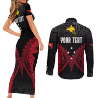 Personalised PNG Couples Matching Short Sleeve Bodycon Dress and Long Sleeve Button Shirts Papua Motuan Mirror Style LT7 - Wonder Print Shop