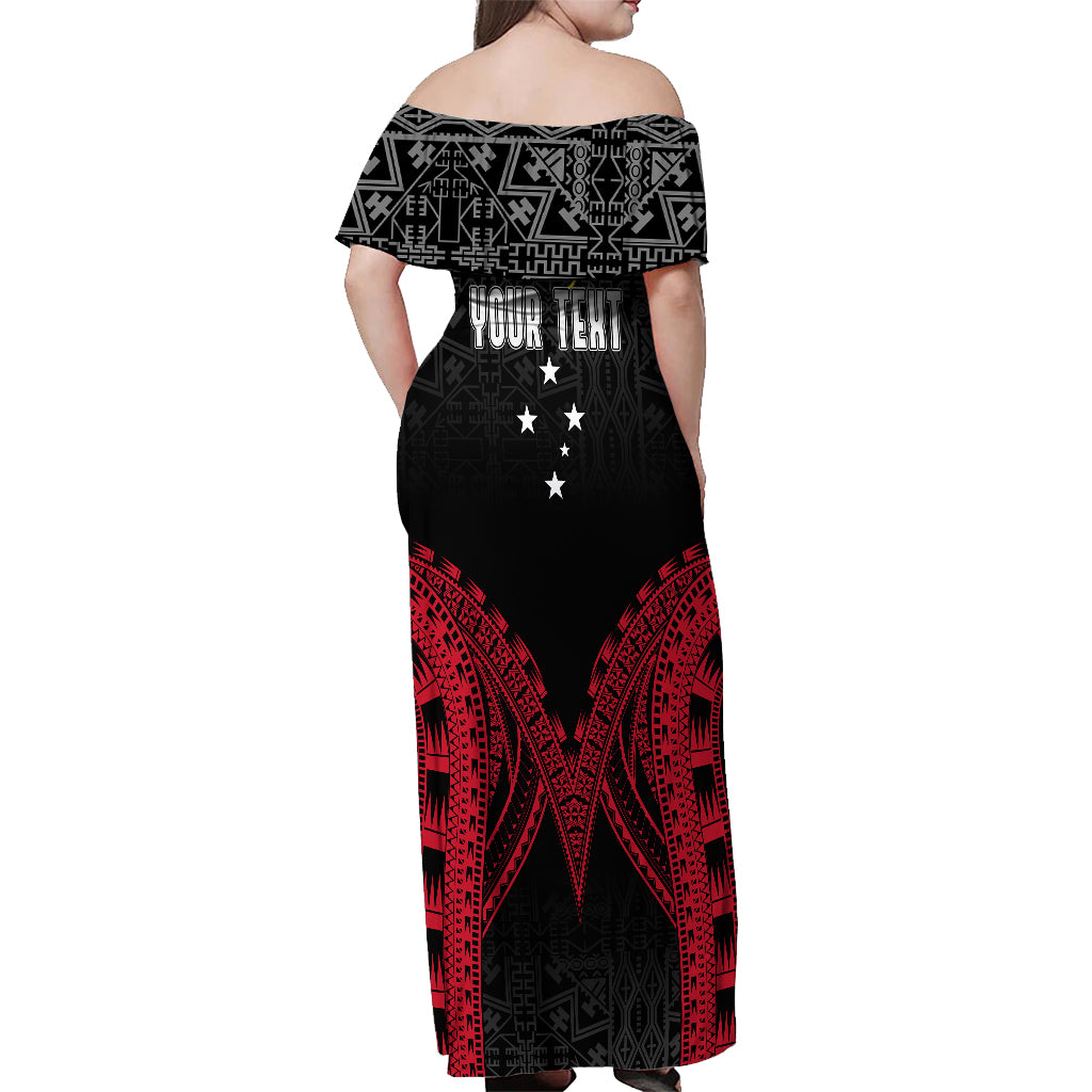 Personalised PNG Off Shoulder Maxi Dress Papua Motuan Mirror Style - Wonder Print Shop