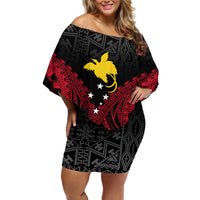 Personalised PNG Off Shoulder Short Dress Papua Motuan Mirror Style - Wonder Print Shop