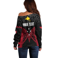 Personalised PNG Off Shoulder Sweater Papua Motuan Mirror Style - Wonder Print Shop