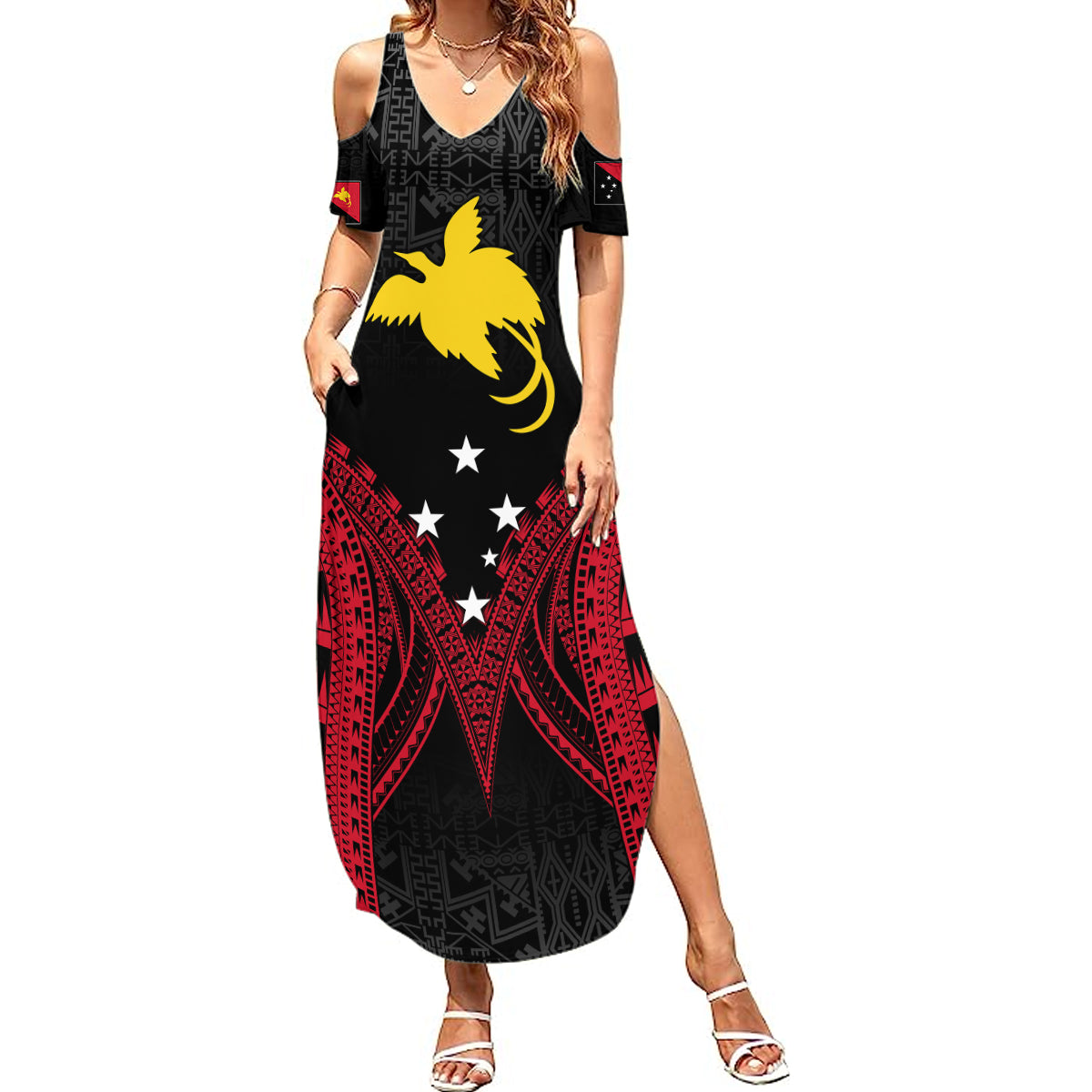 Personalised PNG Summer Maxi Dress Papua Motuan Mirror Style - Wonder Print Shop
