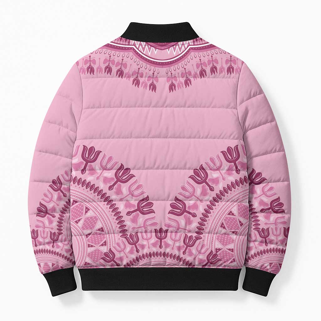 Dashiki Glamorous Pink Bomber Puffer Jacket Breast Cancer Awareness - Wonder Print Shop