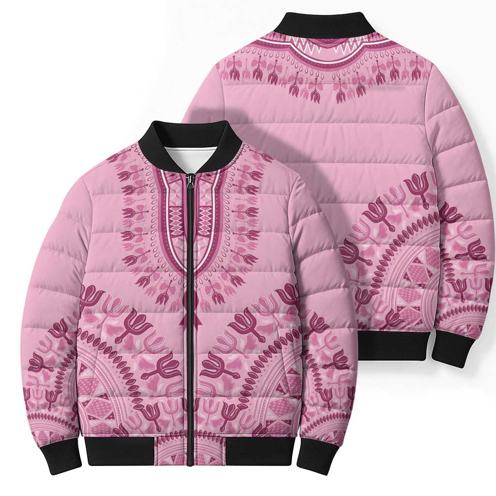 Dashiki Glamorous Pink Bomber Puffer Jacket Breast Cancer Awareness - Wonder Print Shop
