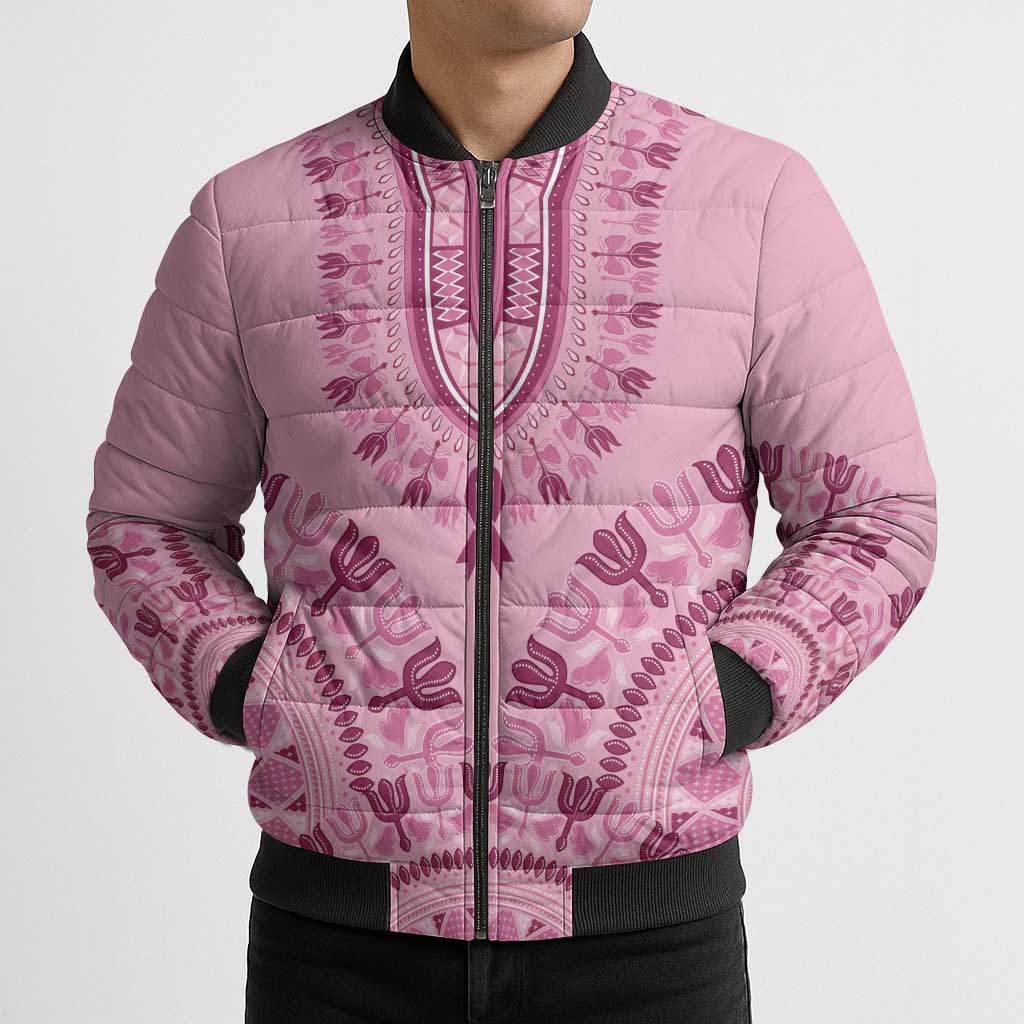 Dashiki Glamorous Pink Bomber Puffer Jacket Breast Cancer Awareness - Wonder Print Shop