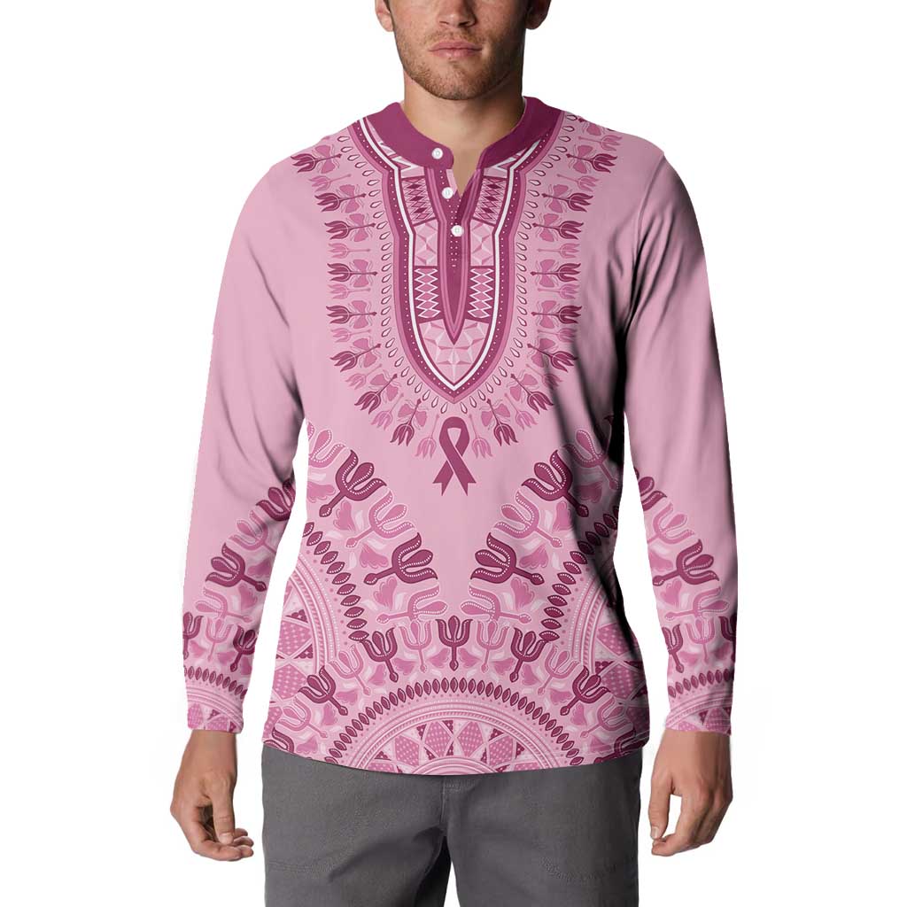 Dashiki Glamorous Pink Button Sweatshirt Breast Cancer Awareness - Wonder Print Shop