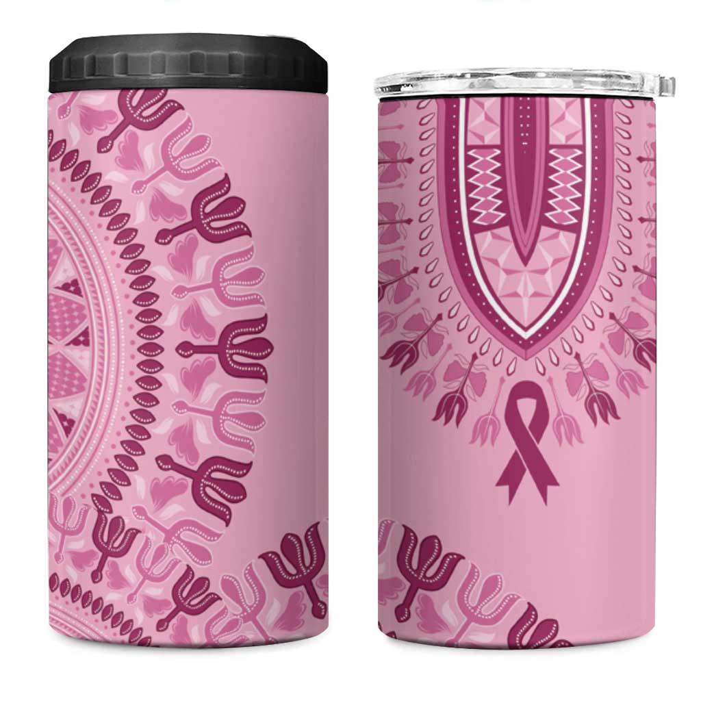 Dashiki Glamorous Pink 4 in 1 Can Cooler Tumbler Breast Cancer Awareness - Wonder Print Shop