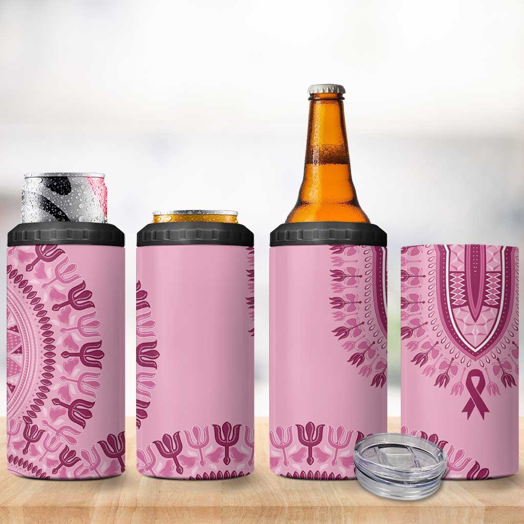 Dashiki Glamorous Pink 4 in 1 Can Cooler Tumbler Breast Cancer Awareness - Wonder Print Shop