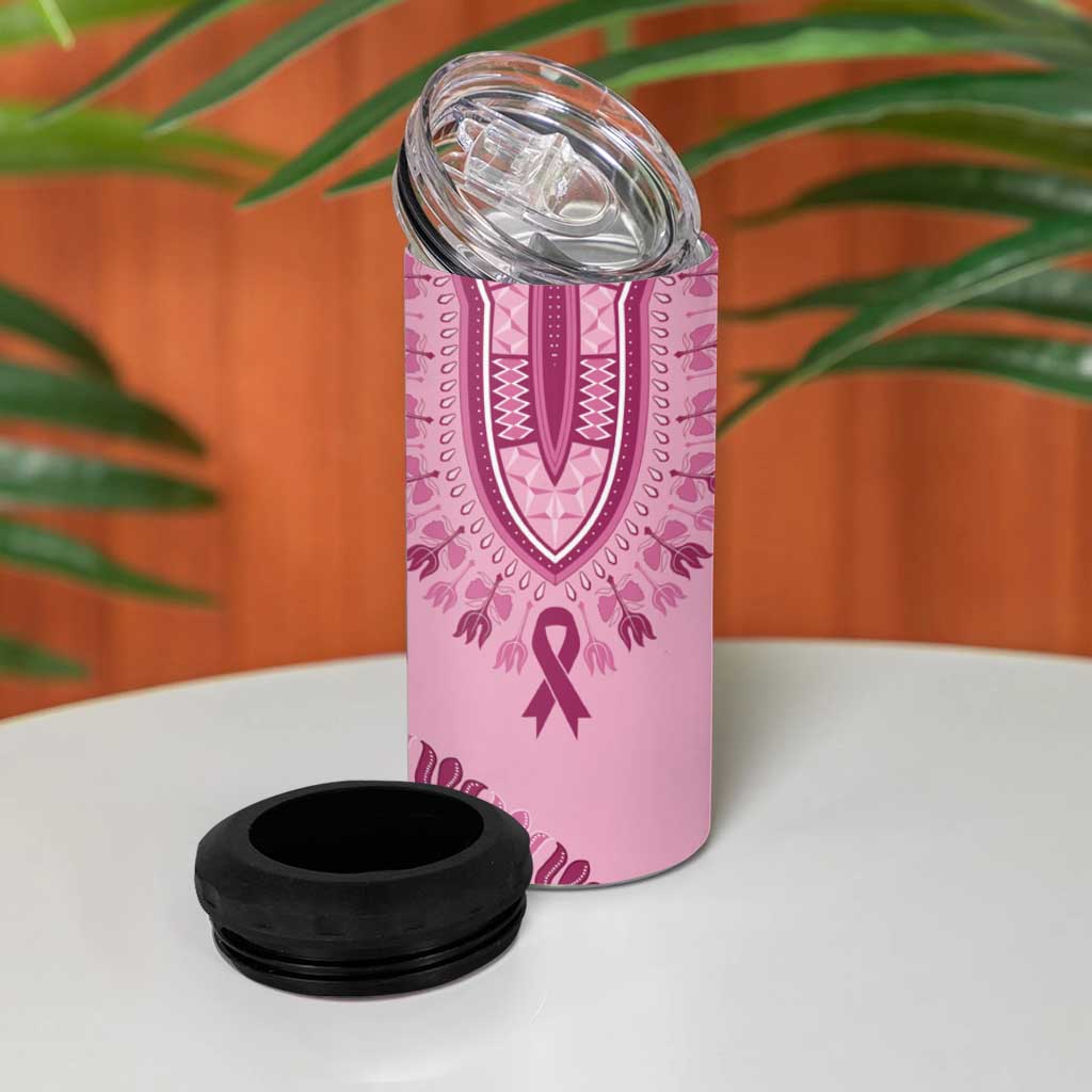 Dashiki Glamorous Pink 4 in 1 Can Cooler Tumbler Breast Cancer Awareness - Wonder Print Shop