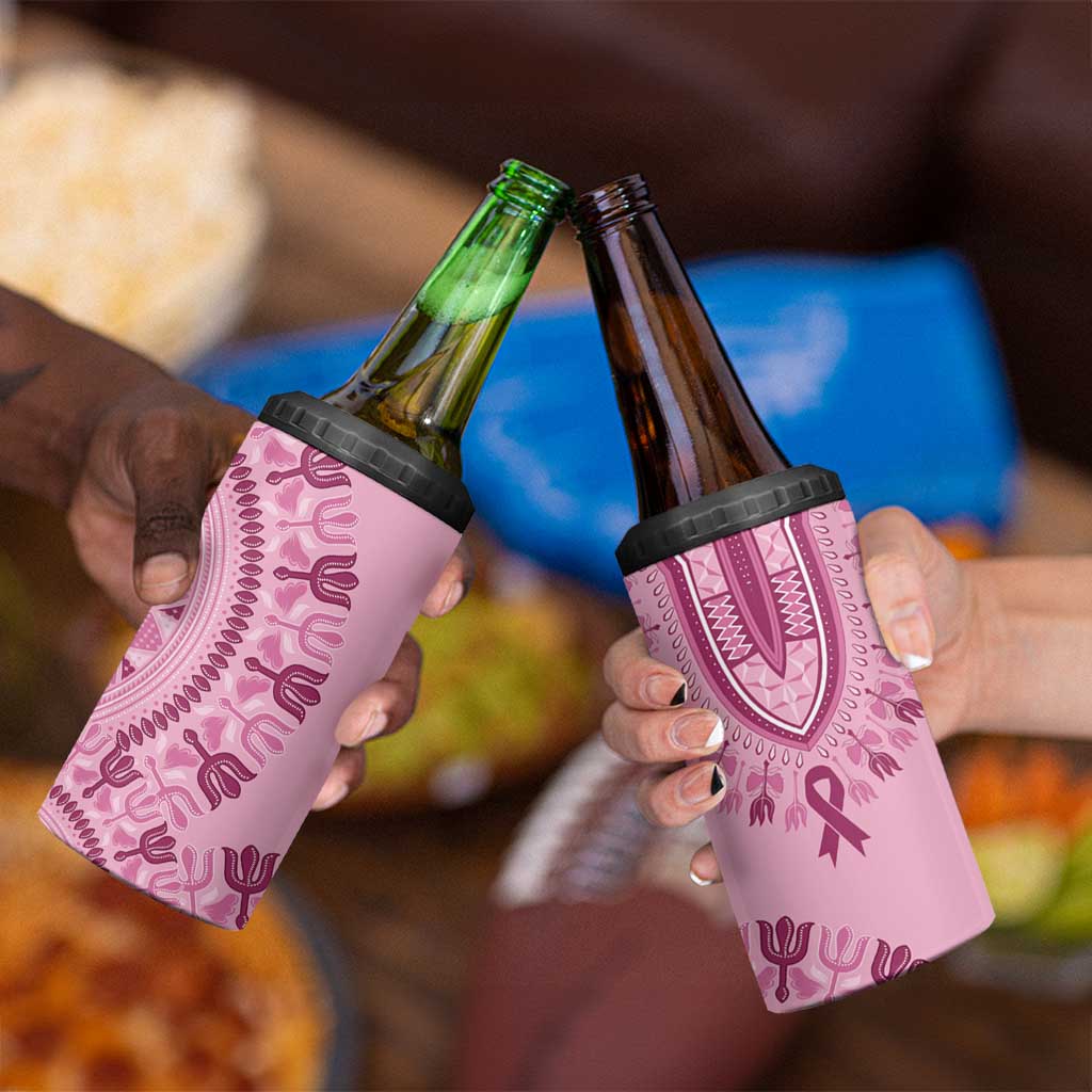 Dashiki Glamorous Pink 4 in 1 Can Cooler Tumbler Breast Cancer Awareness - Wonder Print Shop