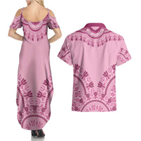 Dashiki Glamorous Pink Couples Matching Summer Maxi Dress and Hawaiian Shirt Breast Cancer Awareness - Wonder Print Shop