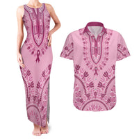 Dashiki Glamorous Pink Couples Matching Tank Maxi Dress and Hawaiian Shirt Breast Cancer Awareness - Wonder Print Shop