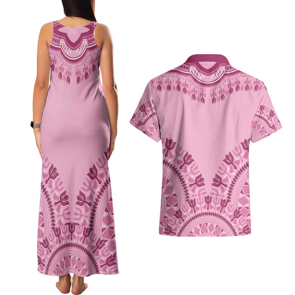 Dashiki Glamorous Pink Couples Matching Tank Maxi Dress and Hawaiian Shirt Breast Cancer Awareness - Wonder Print Shop