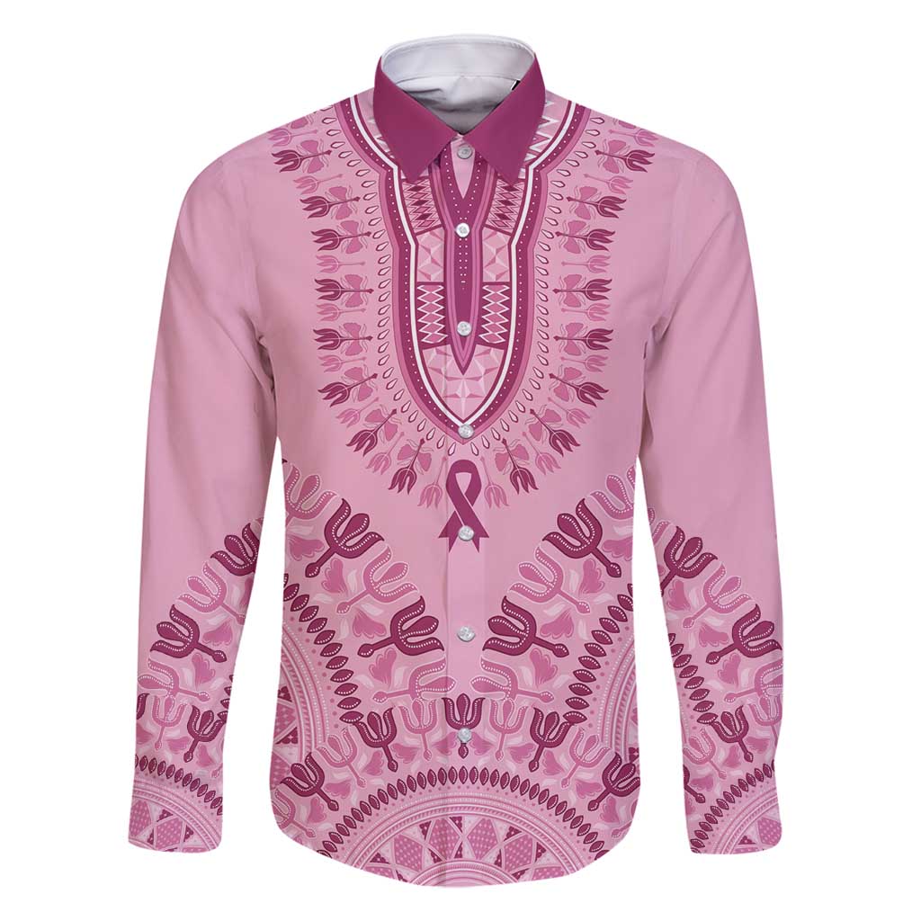 Dashiki Glamorous Pink Family Matching Long Sleeve Bodycon Dress and Hawaiian Shirt Breast Cancer Awareness - Wonder Print Shop