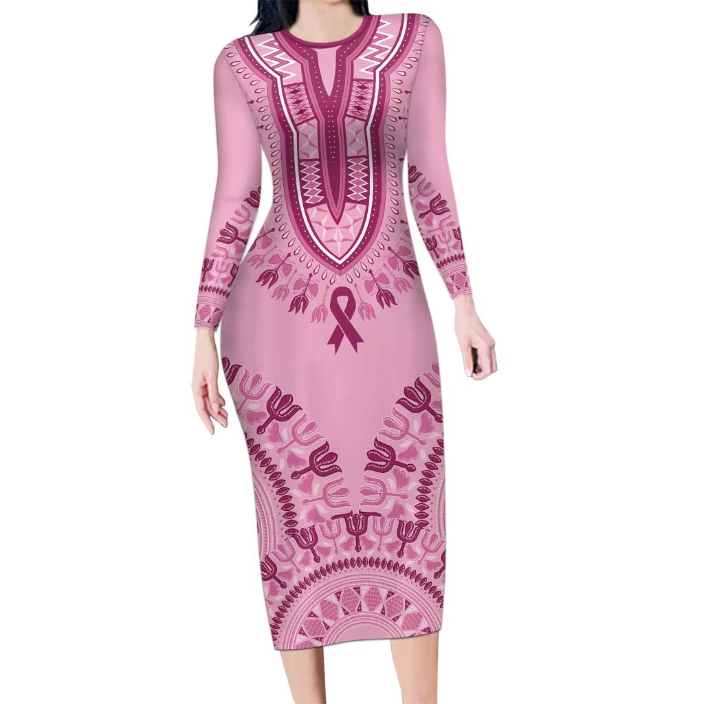 Dashiki Glamorous Pink Family Matching Long Sleeve Bodycon Dress and Hawaiian Shirt Breast Cancer Awareness - Wonder Print Shop