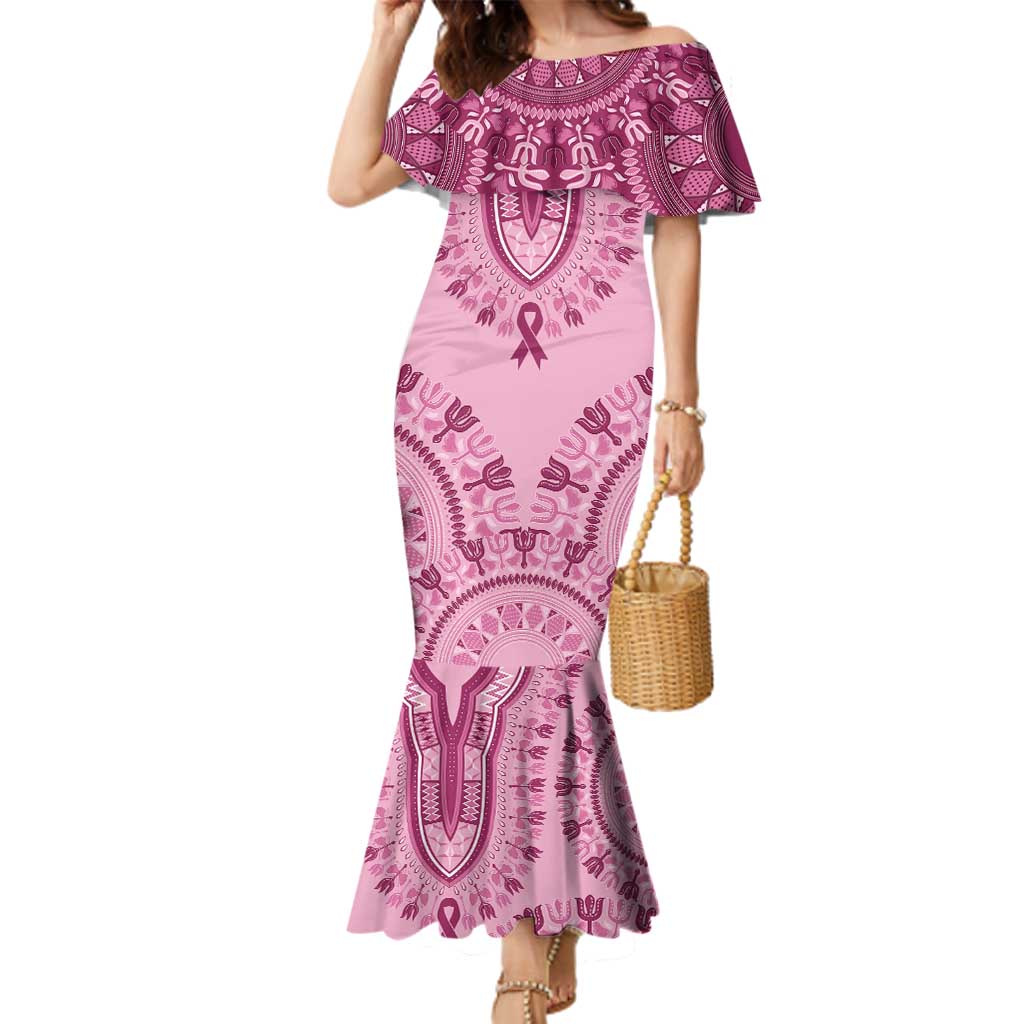 Dashiki Glamorous Pink Family Matching Mermaid Dress and Hawaiian Shirt Breast Cancer Awareness - Wonder Print Shop