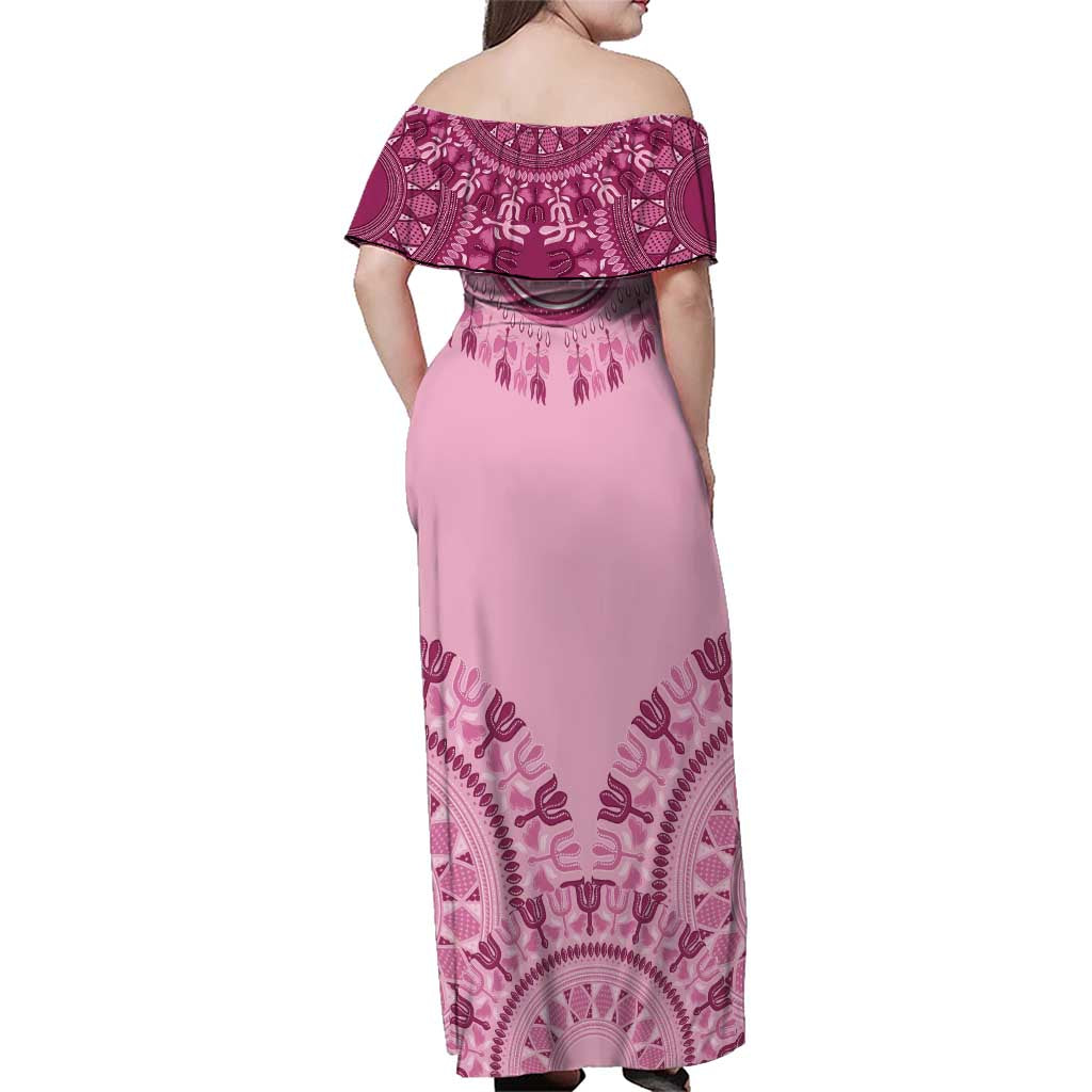 Dashiki Glamorous Pink Family Matching Off Shoulder Maxi Dress and Hawaiian Shirt Breast Cancer Awareness - Wonder Print Shop