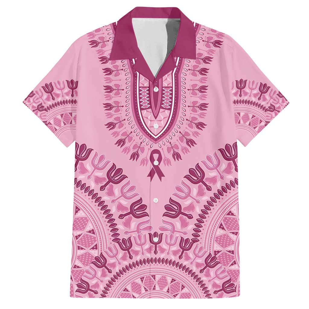 Dashiki Glamorous Pink Family Matching Off Shoulder Short Dress and Hawaiian Shirt Breast Cancer Awareness - Wonder Print Shop