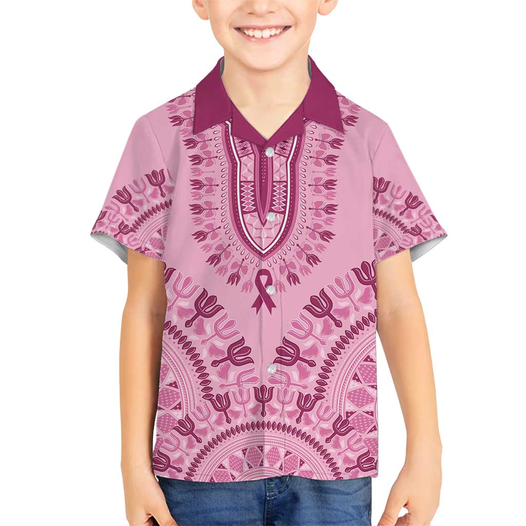 Dashiki Glamorous Pink Family Matching Off Shoulder Short Dress and Hawaiian Shirt Breast Cancer Awareness - Wonder Print Shop