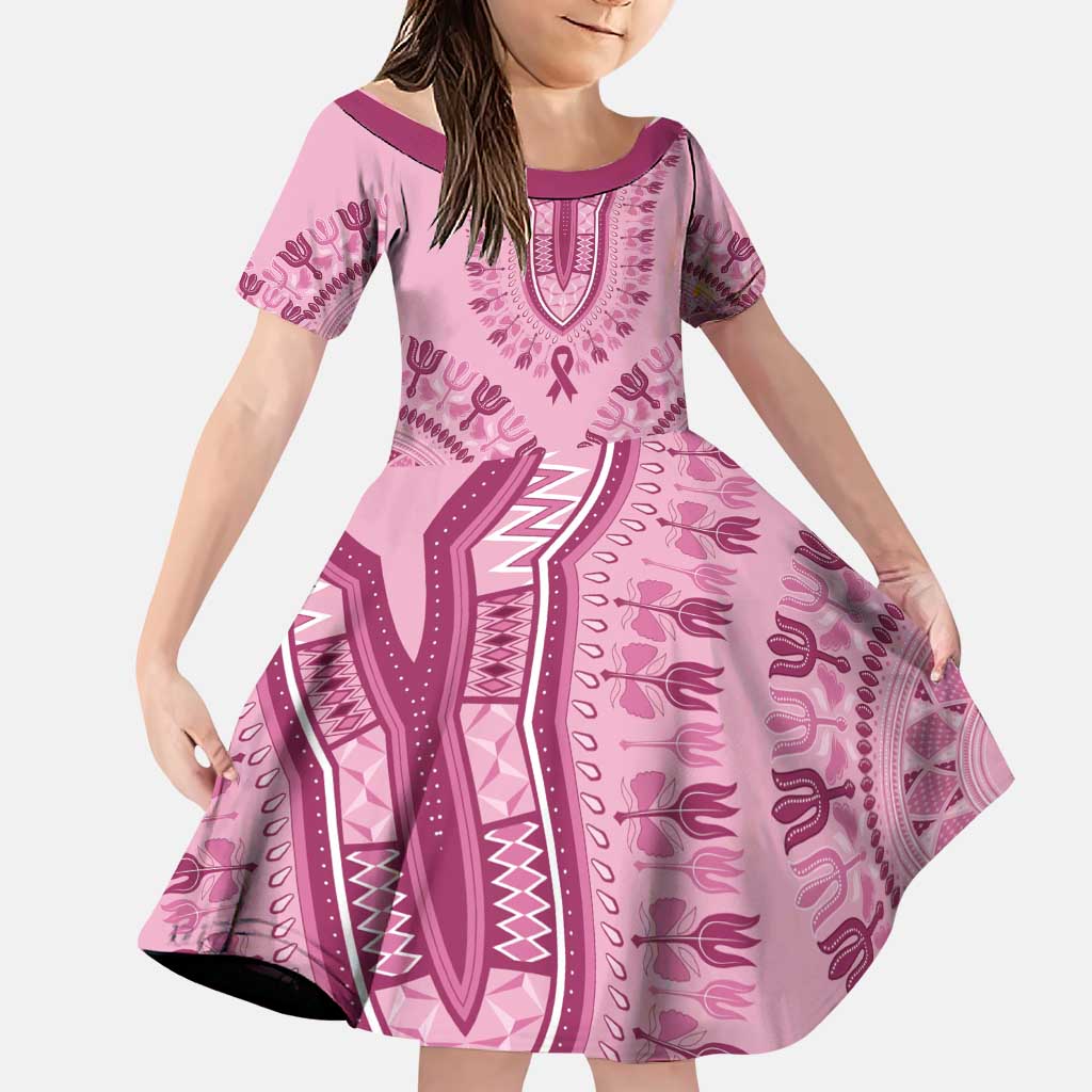 Dashiki Glamorous Pink Family Matching Puletasi and Hawaiian Shirt Breast Cancer Awareness - Wonder Print Shop