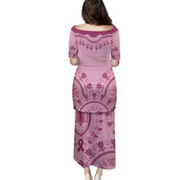 Dashiki Glamorous Pink Family Matching Puletasi and Hawaiian Shirt Breast Cancer Awareness - Wonder Print Shop