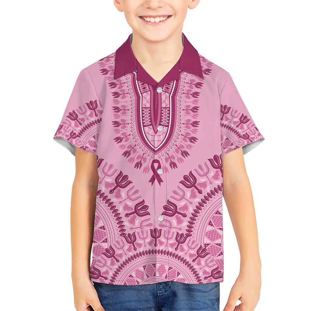 Dashiki Glamorous Pink Family Matching Short Sleeve Bodycon Dress and Hawaiian Shirt Breast Cancer Awareness - Wonder Print Shop