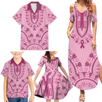 Dashiki Glamorous Pink Family Matching Summer Maxi Dress and Hawaiian Shirt Breast Cancer Awareness - Wonder Print Shop