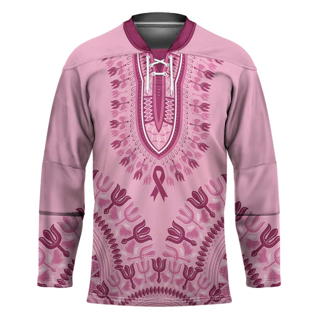 Dashiki Glamorous Pink Hockey Jersey Breast Cancer Awareness - Wonder Print Shop