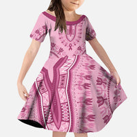 Dashiki Glamorous Pink Kid Short Sleeve Dress Breast Cancer Awareness - Wonder Print Shop